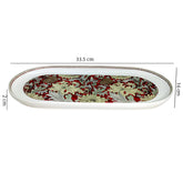 Luxury 13-Inch Fine Porcelain Oval Platter | Red & Gold Floral Print Serving Tray